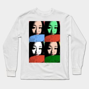 BEAUTIFUL FUNNY ASIAN GIRL POP ART COLOR Long Sleeve T-Shirt